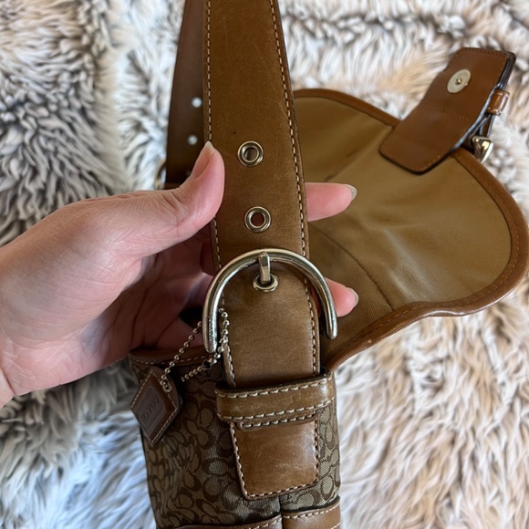 Coach Vintage Y2k Soho Brown Mini Leather Signature Jacquard Shoulder Purse Bag - Picture 9 of 10